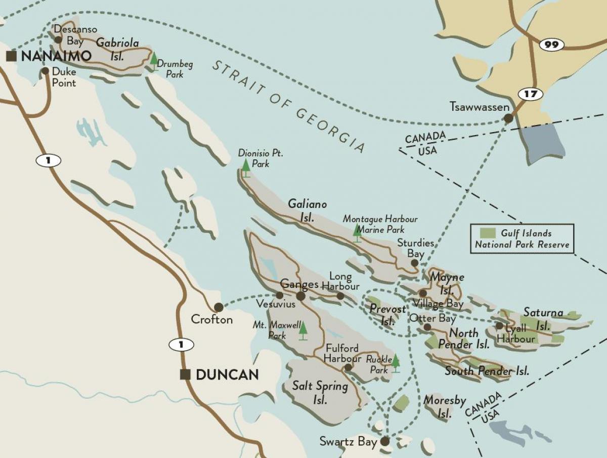 karta za vancouver ostrvo i zaljeva ostrvima