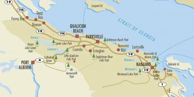 Mapa parksville vankuveru ostrvo