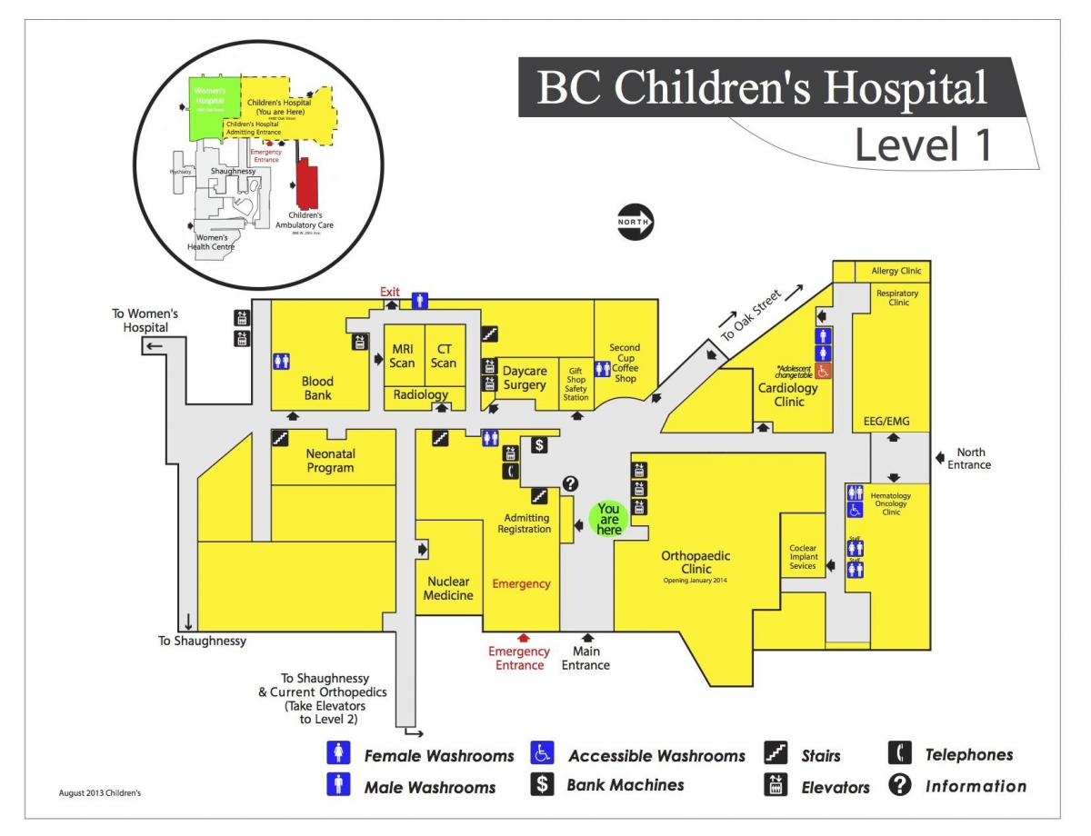 Mapa dječju bolnicu vankuveru