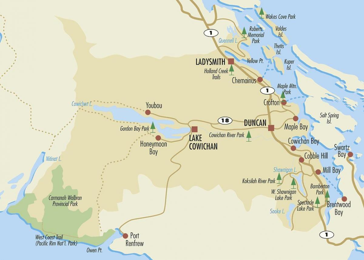 Mapa duncan vankuveru ostrvo 