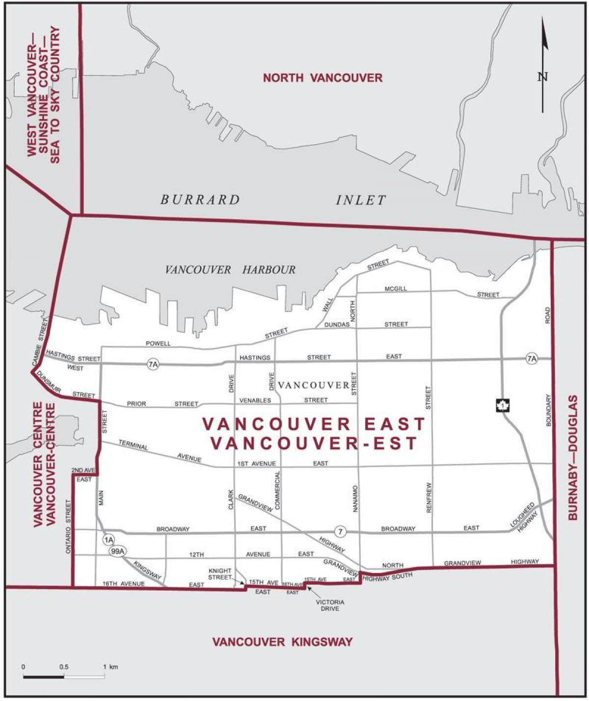 Mapa na istok vankuveru 
