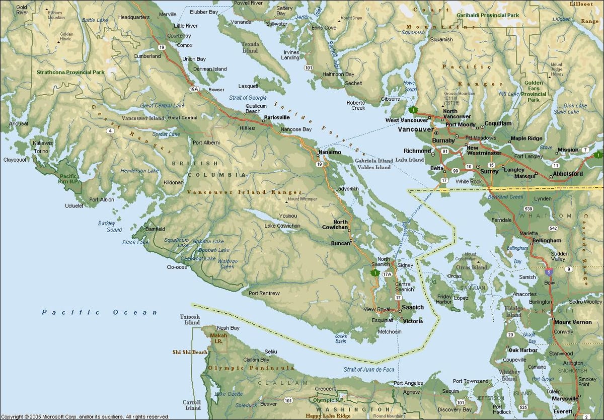 Karta za vancouver područje prije nove ere