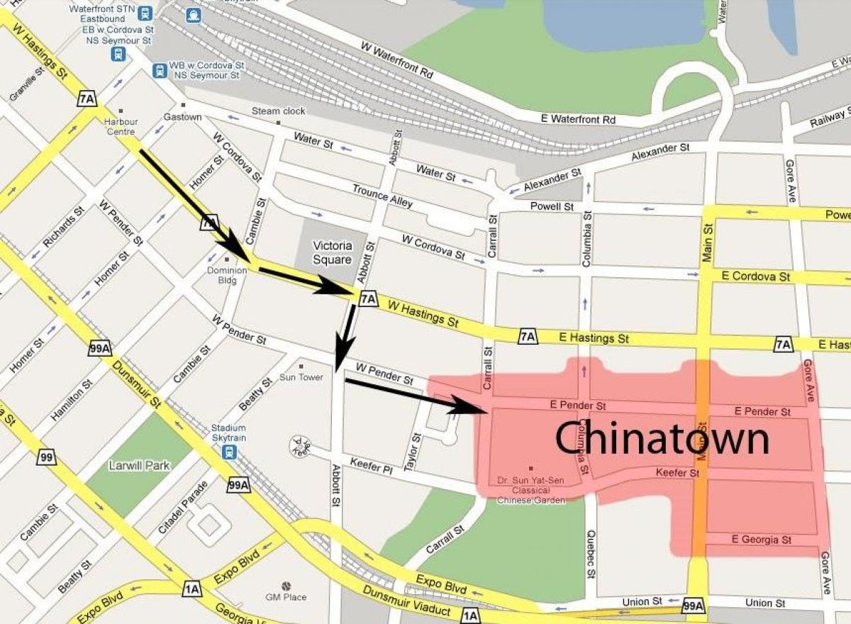 Mapa kineskoj četvrti vankuveru