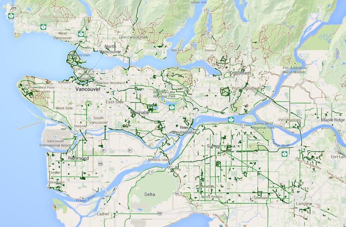 Mapa metroa vankuveru biciklizma