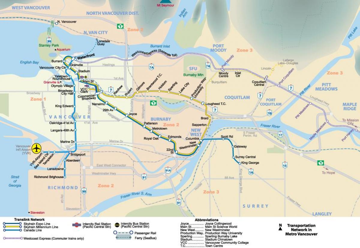 Mapa metroa vankuveru oblast