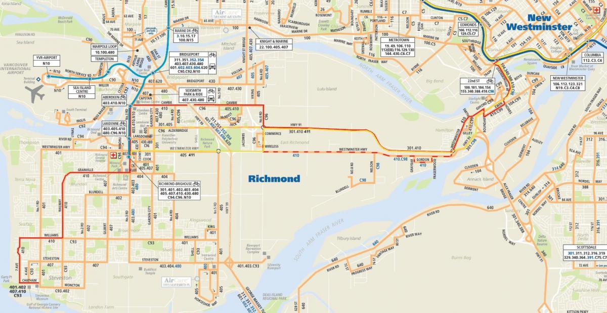 Mapa na sjever vankuveru bus