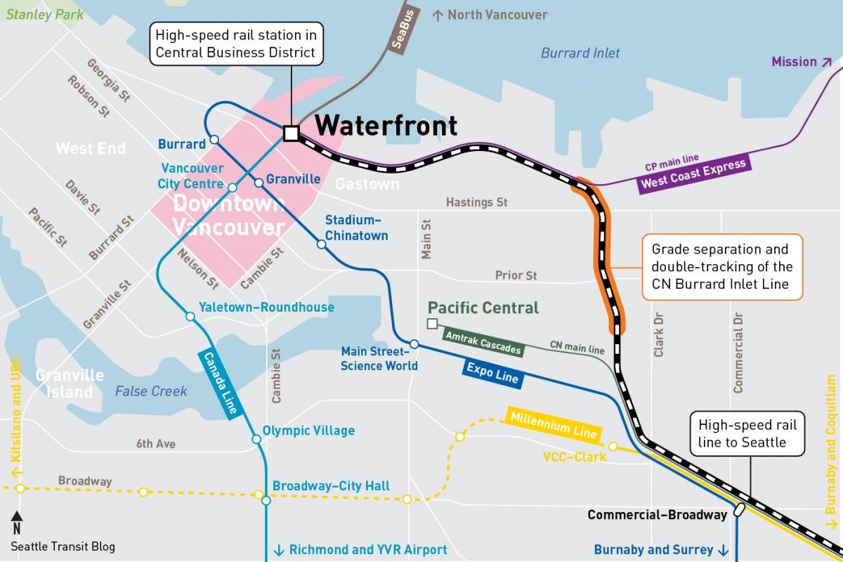Mapa obali stanicu vankuveru