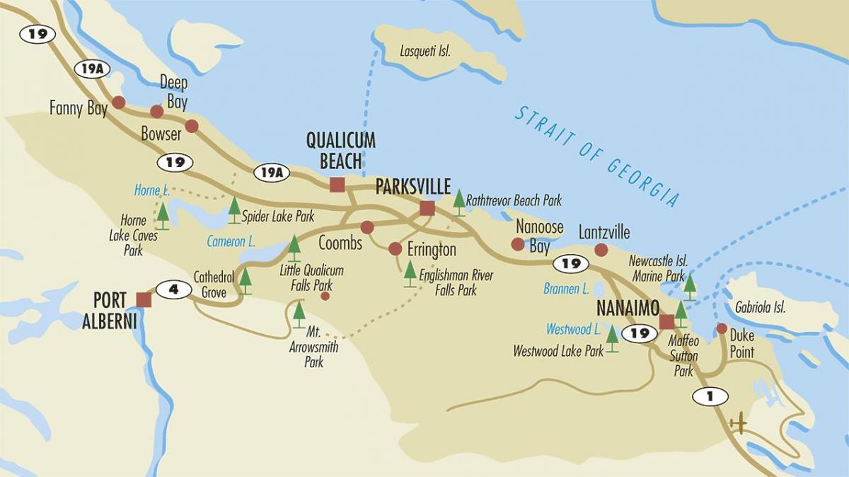 mapa parksville vankuveru ostrvo