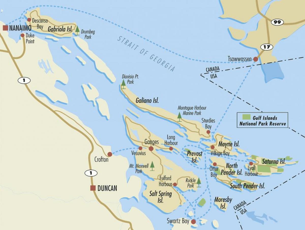 kanadska zaljeva ostrva mapu