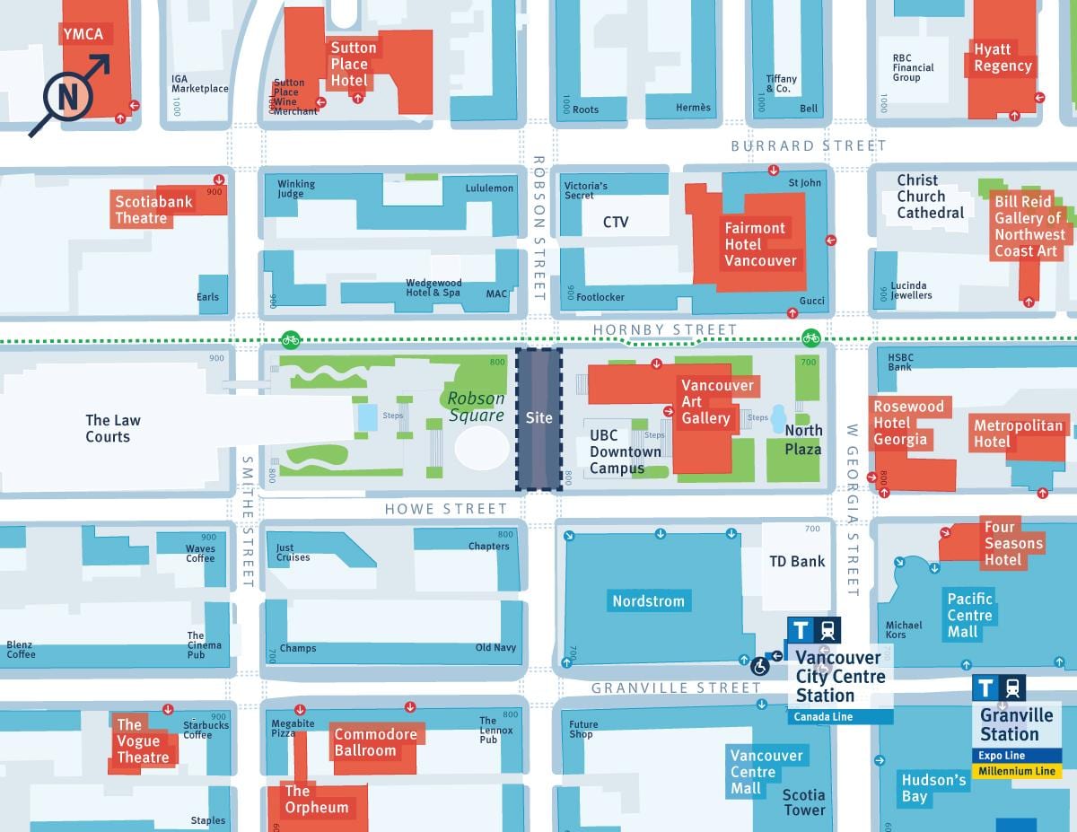mapa robson ulici vankuveru