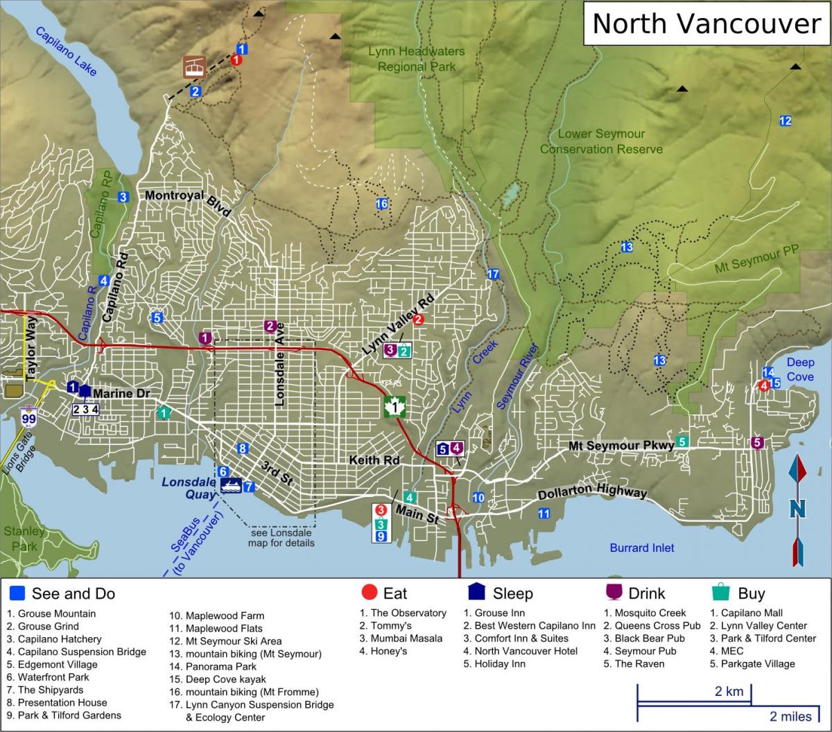 Mapa na sjevernoj obali vankuveru