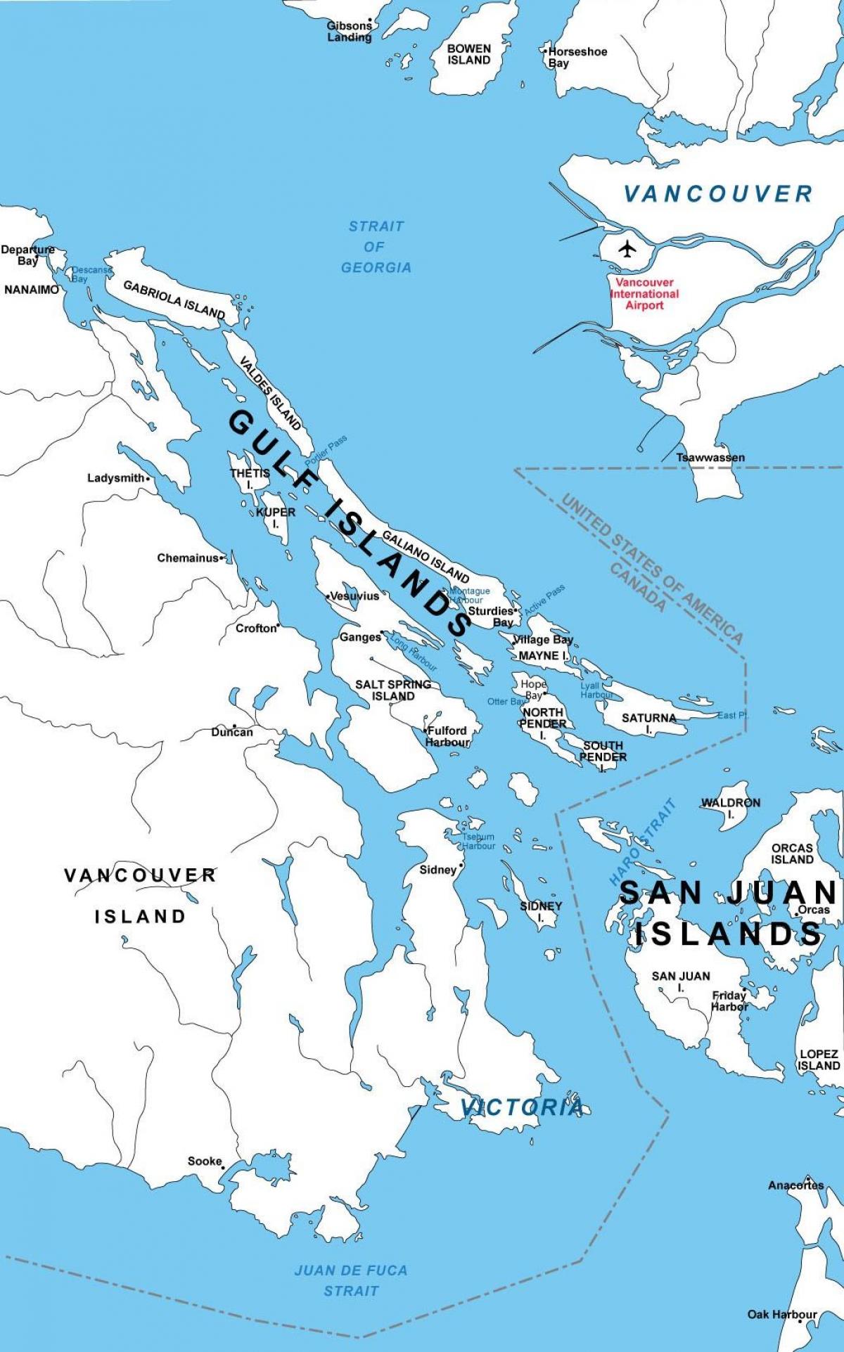 Mapa na sjeveru zaljeva ostrvima 