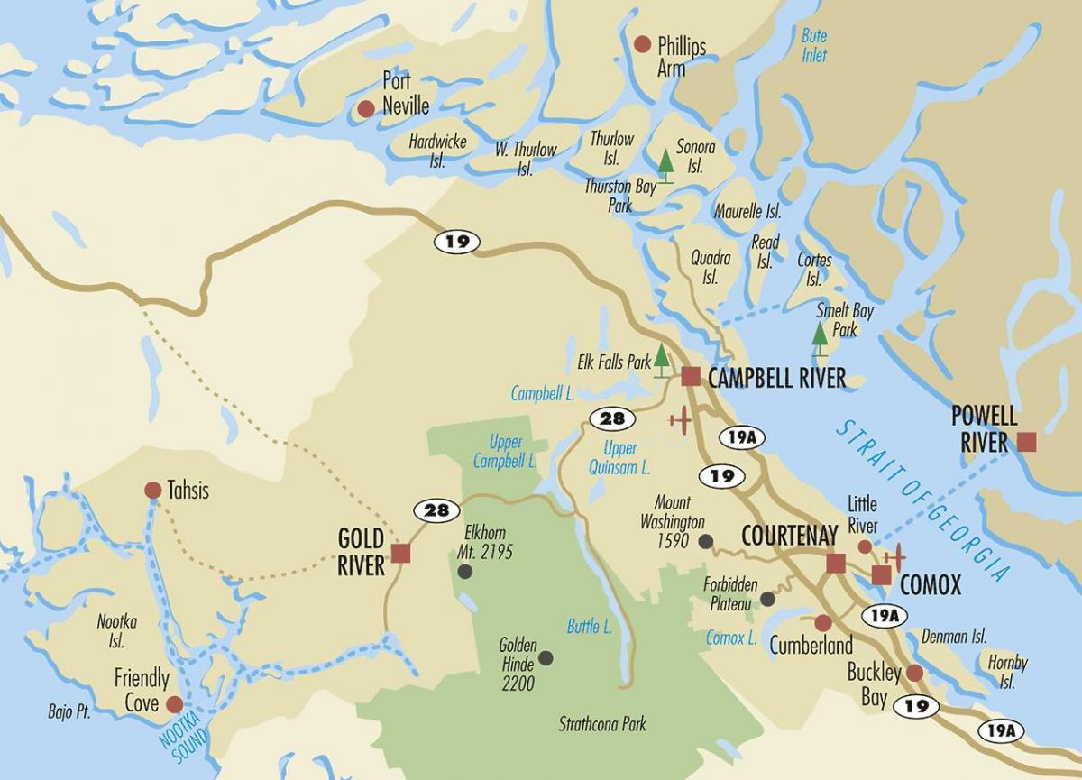 campbell rijeku mapu vankuveru ostrvo