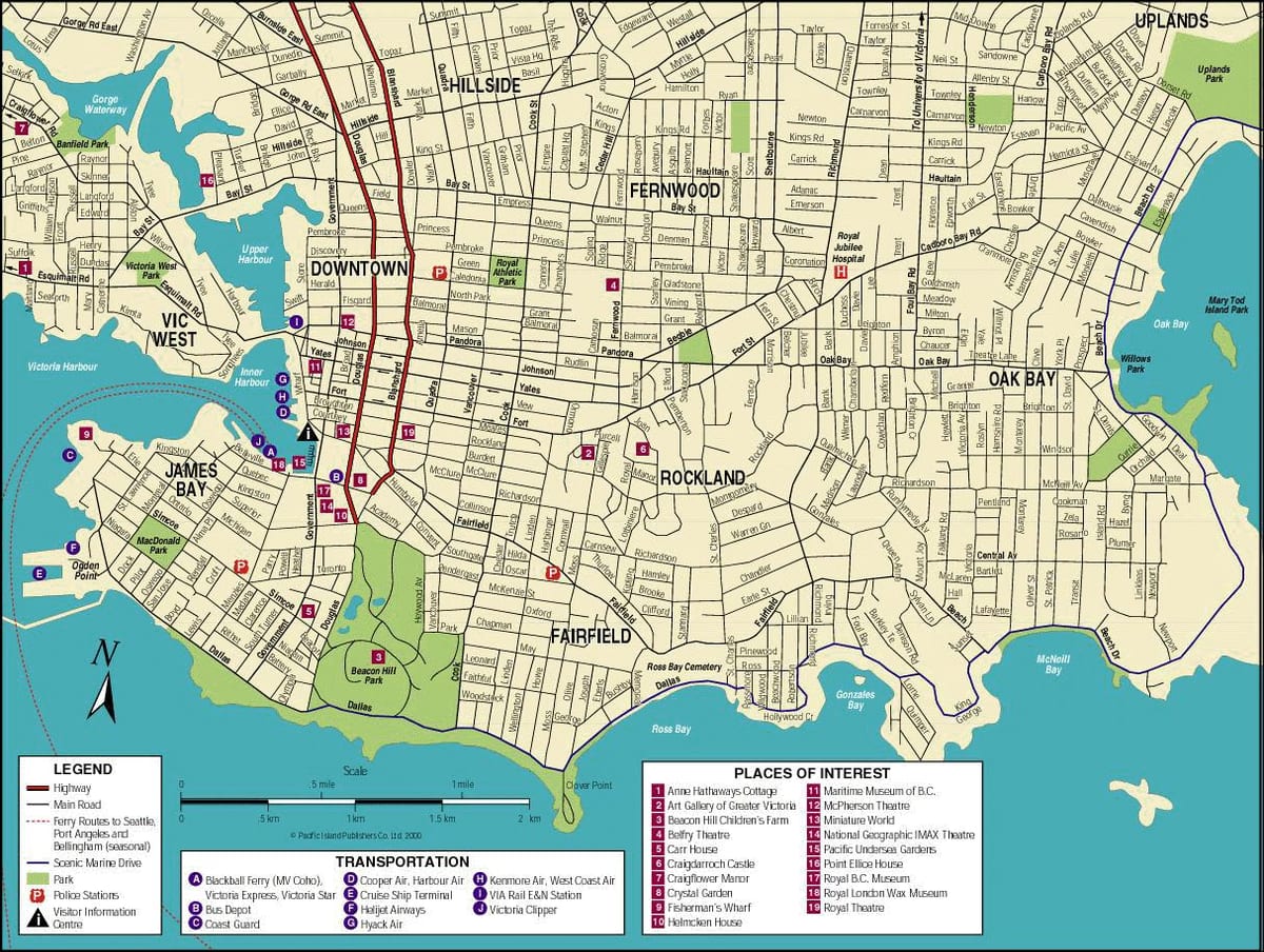 Karta za vancouver ostrvo turističke atrakcije