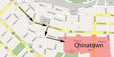 Mapa kineskoj četvrti vankuveru