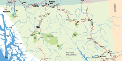 Mapa južnoj britanskoj kolumbiji