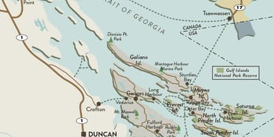 Karta za vancouver ostrvo i zaljeva ostrvima